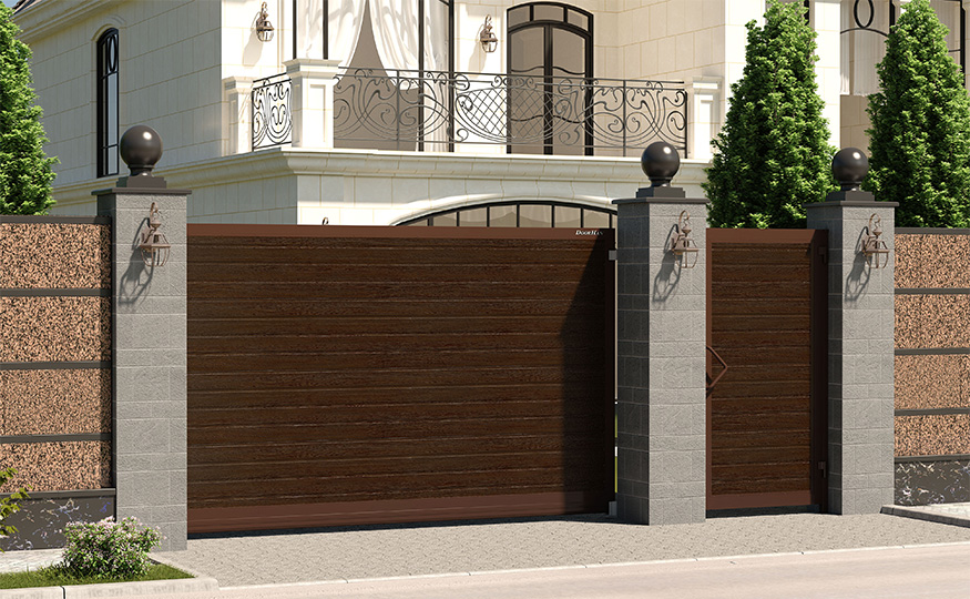 Цвет сэндвич-панелей «темный дуб» теперь доступен для уличных ворот