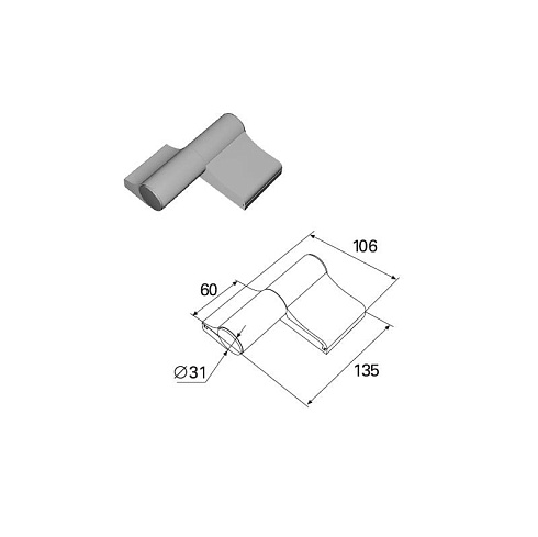 Петля  двухсекционная серебристая (RAL9006) алюминиевая