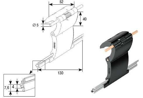 Замок верхний автоматический RM2 двухсекционный