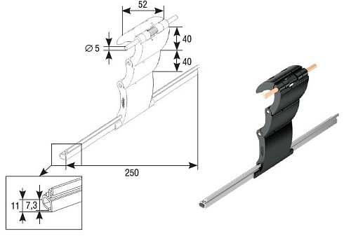 Замок верхний автоматический RB3 трехсекционный