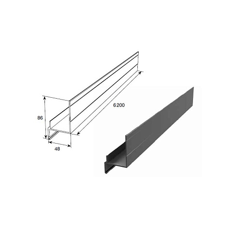 Алюминиевый профиль Ц-образный неравнополочный для полотна калитки