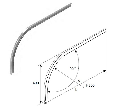 ИЗГИБ ГОРИЗОНТАЛЬНОЙ НАПРАВЛЯЮЩЕЙ R=305 ММ, Н=490 ММ