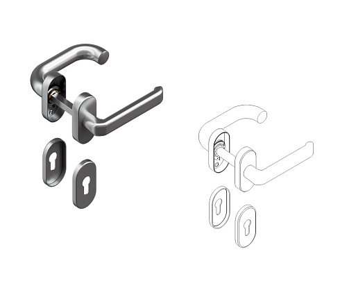 Ручка для врезной левой калитки секционных ворот со штифтом на 8мм из нержавеющей стали