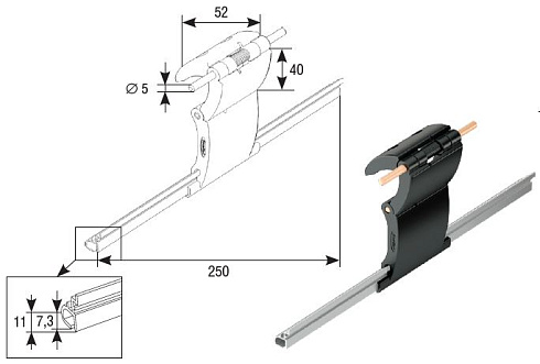Замок верхний автоматический RB2 двухсекционный