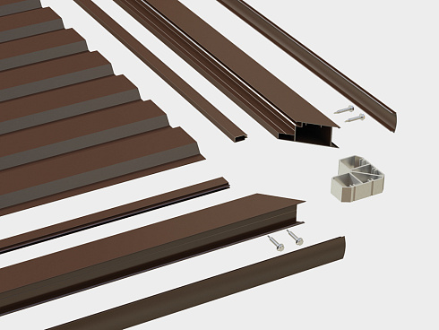  Набор №1 для сборки калитки отдельностоящей 1220x2100 RAL8017 под заполн. профл.(высота профля-1845)
