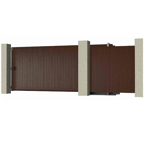 Комплект №1 сдвижных ворот 3500х2100 коричневый RAL8017