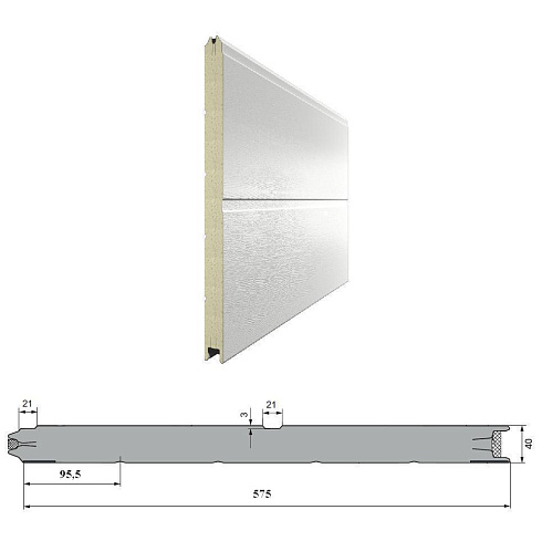 Панель «С широкой центральной полосой» 575мм Дерево/Стукко