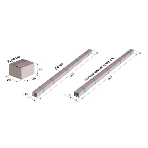 Набор профилей №1 для сборки сдвижных ворот 3500х 2100  под заполнение профлист (Цвет: RAL8017)