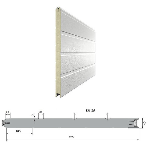 Панель «Доска» 525 мм Дерево/Стукко