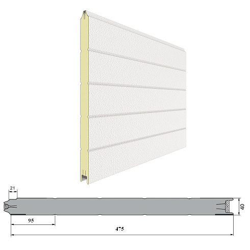 Панель «Горизонтальная полоса» 475мм Стукко/Стукко