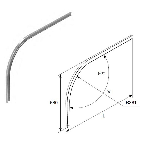 ИЗГИБ ГОРИЗОНТАЛЬНОЙ НАПРАВЛЯЮЩЕЙ R=381 ММ, Н=580 ММ