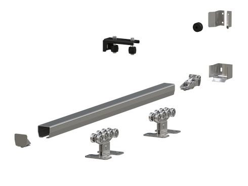 Система роликов и направляющих для балки 71х60х3,5 мм L=5000 мм/24