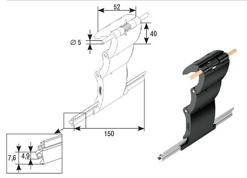 Замок верхний автоматический RM3 трехсекционный