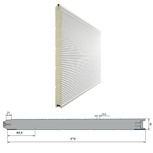 Панель «Волна» 575мм Дерево/Стукко